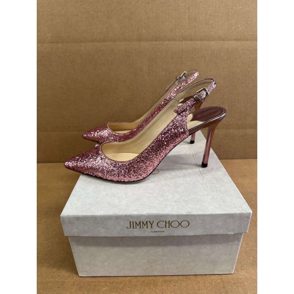 NWB Jimmy Choo Erin 85 Galactica Glitter Pumps Candyfloss Womens Size 37.5 EU - Picture 5 of 9